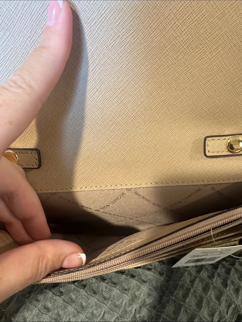 Michael Kors Beige/Tan Crossbody with Gold Logo-BRAND NEW WITH TAGS!